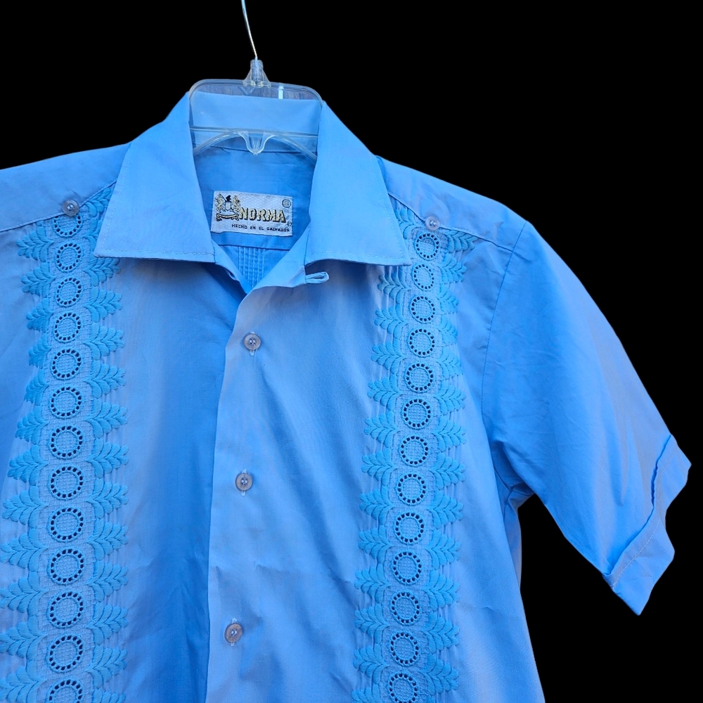 Light Blue Short Sleeve Shirt Men Size S - Picture 6 of 15